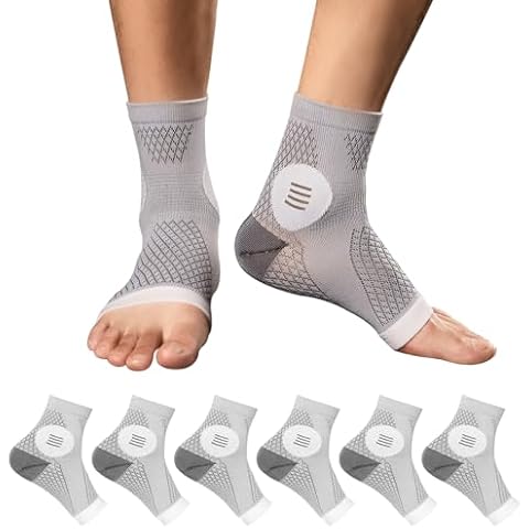 3Pairs Plantar Fasciitis Socks - Neuropathy Socks - Ankle Compression Sleeve - Toeless Compression Socks with Foot/Arch Support for Heel Spurs, Foot Swelling & Fatigue, Pain Relief (Gray, Medium) Cover