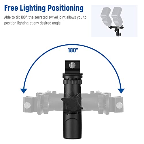 Neewer Dual Cold Shoe Flash Mount Speedlight Bracket, 180° Swivel For Light Stand With Flash Hot Shoe Extension Bar, 1/4" To 3/8" Adapter & Umbrella Hole, Compatible With Canon Nikon Flash #TOP5