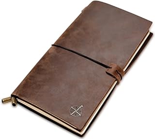 Leather Travelers Notebook - Refillable Leather Travel Journal - Hand-Crafted Genuine Leather - Perfect for Writers, Poets, Travelers, as a Diary, Travel Planner - Blank Inserts - 22x11.5cm