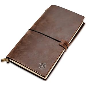 Wanderings Standard Size Travelers Notebook/Handcrafted Genuine Leather Journal – 4.5″x8.5″ / 11.5×22 cm – Regular Refillable Travel Journal Rugged, Capture Life’s Adventures – 100 GSM Blank Inserts