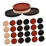 FRCOLOR 40個木製ラウンドトレー 小型 丸型 木製プラッター ジュエリー収納用 トレイ アンティーク風 丈夫な木材製 ホーム装飾用 多目的お盆