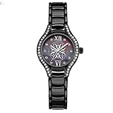 Dial Durchmesser: 27 mm Voigoo Frauen Kristall-Diamant-schwarzes Zifferblatt Mode Uhren Silm griechische Ziffern Luxusmode-Damen-Armbanduhr Marke Weibliche Uhr