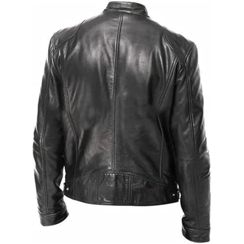 Chaqueta bomber negra de cuero sintético para hombre miniatura 3