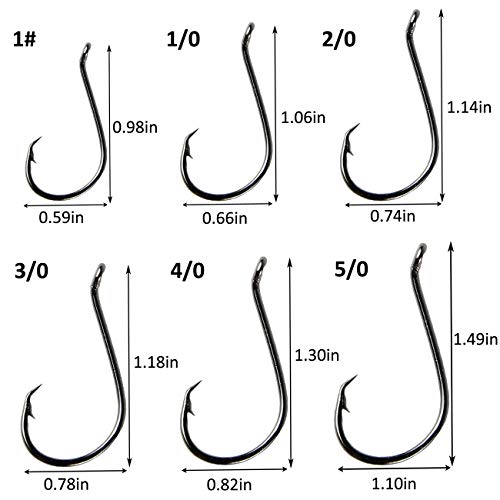 Circle Hooks Saltwater Fishing Hooks, 150Pcs Fishing Circle Hooks 2X Strong Offset Octopus Catfish Fishing Hooks Assortment High Carbon Steel Bait Fishing Hooks Kit Size #1 1/0 2/0 3/0 4/0 5/0 #TOP3