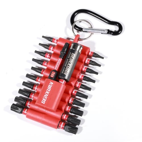 Geinxurn Lot de 22 Embouts de Vissage 25/50mm Torx T7-T40 S2 Acier Allié Magnétique Embout de Tournevis 1/4" Tige Hexagonale Jeu d'embouts pour Visseuse à Chocs avec Porte-embout et Bande de Stockage