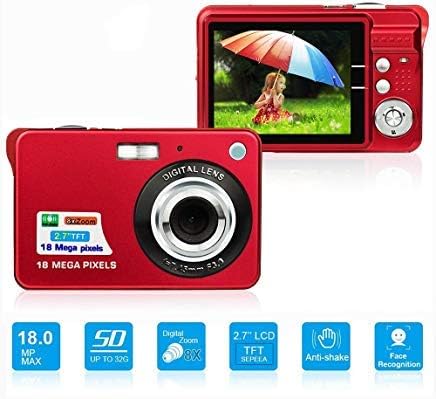 HD Mini Digital Camera with 2.7 Inch TFT LCD Display, Digital Video Camera Red- Sports,Travel,Camping,Birthday&Christmas Gift (Red)