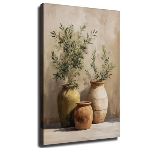 Vintage Olive Tree Canvas Wall Art, Rustic Nature Botanical Landscape