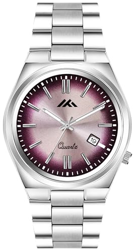 Image of PAPIO Men's Quartz Analogue Watch, Silver Stainless Steel Band, Round Dial with Date Display