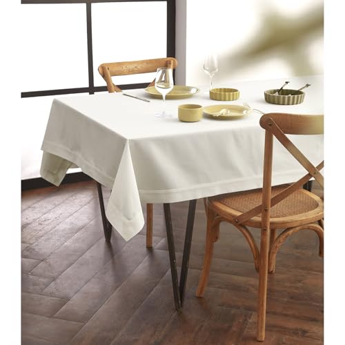 Solino Home Cotton Linen Table Cloth, Throw Ivory Square, Dru 52 x 52 in by Solino Home - Used condition - Image 2