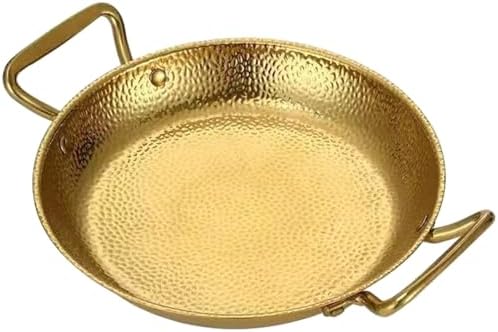 Round Spanish Paella Pan - 304 Stainless Steel Non-Stick Cooking Plate with Dual Handles, Perfect for Seafood Dishes, Home Kitchen & Restaurant Use