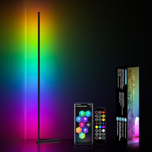 Smart RGB Corner Floor Lamp - 16 Million Colors, App & Remote Control, Music Sync - Modern LED Standing Lamp For Living Room & Bedroom