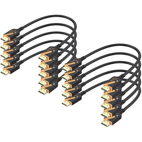 RyzzRooa Short HDMI Cable 1 Foot, 10-Pack, 18Gbps High Speed HDMI 2.0 Cable Male to Male Cord, 4K@60Hz, 2K@144Hz, ARC, HDCP2.2, 3D for Soundbar, TV, PS5/4, Laptor, Monitor, Camera etc（Orange） Cover