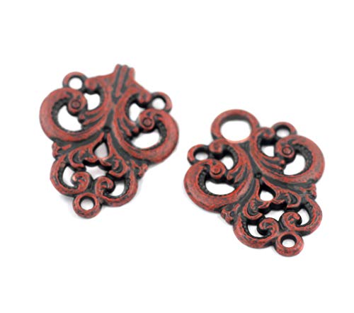 Bezelry Swirl Flower Hook And Eye Cloak Clasp Fasteners Pack Of 4 Pairs 65Mm X 28Mm Fastened. (Red Black Varnished) #TOP3