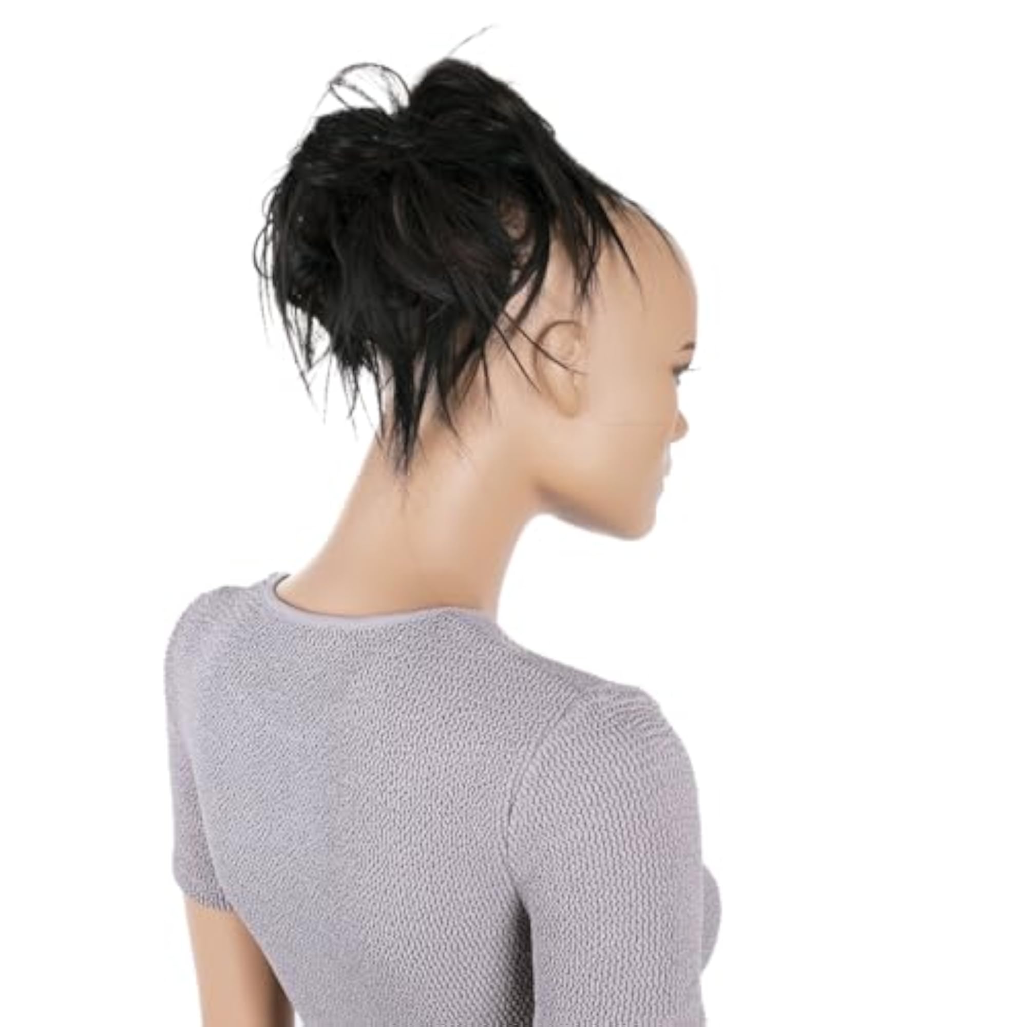 Brown Black Mix Messy Bun Hair Scrunchie, Voluminous Updo
