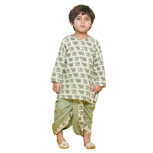 Image of AJ DEZINES Kids Ethnic Wear Pure Cotton Dhoti Kurta Set For Boys