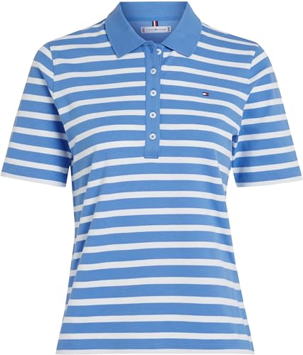 Tommy Hilfiger Damen Poloshirt Kurzarm 1985 Pique Stripe Polo Regular Fit, Mehrfarbig (Breton Ecru/Blue Spell), XS – Ansicht 5