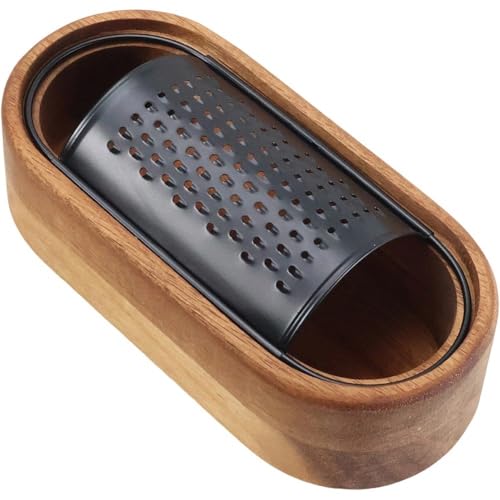 Cheese Grater with Container, Cheese Shredder Zester Grater Box, Wood Container Cheese Grater, Handheld Kitchen Grater for Cheese Lemon Chocolate