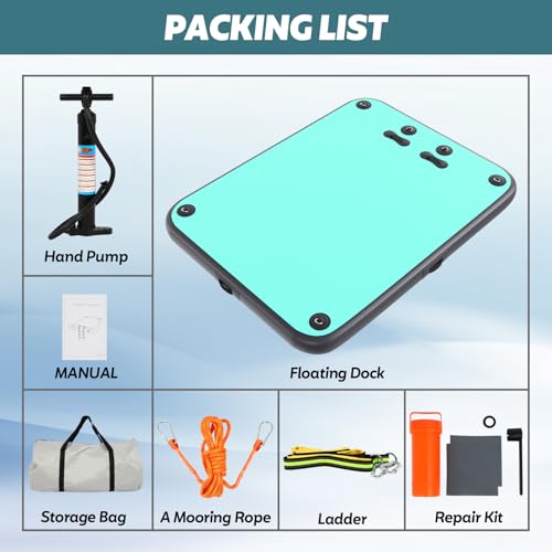 FAHKNS 8x6FT Inflatable Floating Dock Platform,Air Dock Floating Raft with None-Slip Surface,6in Thick Water Inflatable Island for Swimming Pool Lake Beach Ocean by FAHKNS - Image 8