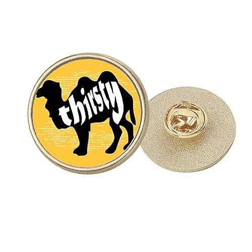 Broche ronde en métal doré camel noir : raffinement fait main M
