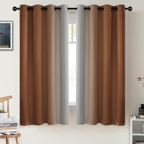 COSVIYA Grommet Blackout Ombre Burnt Orange Curtains W52 x L63 Inch