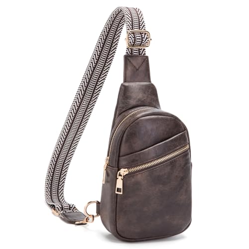 Small Sling Bag for Women - Vegan Leather Crossbody Purse with Fanny Pack Style for Women Coffee
