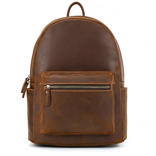 Mens Backpack Vintage Shoulder Bag Leather Backpack Men's Shoulder Bag Travel Bag for Camping Outdoor Sport,Red Brown-38x29x12cm