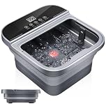 Heated Foot Spa, Collapsible Foot Bath Roller Massager with Heat, Bubble, and Temp Control, Electric Foldable Foot Massager with Remote