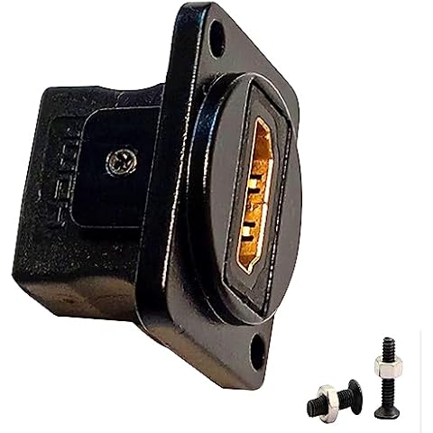 SHANFEILU HDMI Straight D Type Panel Mount Adapter Connector Extender Socket Series D-Type HDMI Coupler Female to Female Glod Plated Connector with Screws Cover
