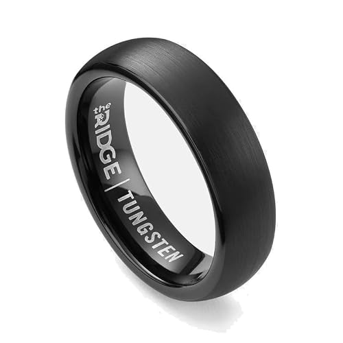 The Ridge Tungsten Rings For Men - Mens Wedding Band - Strong, Durable and Scratch-Resistant Rounded 6mm Ring With Silicone Band