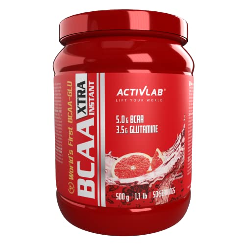 Activlab BCAA Xtra Instant-500g, 5000mg Aminosäuren, 3500mg L-Glutamin, Muskelwachstum, Supplement Regeneration, Ausdauer, Bodybuilding, Optimum Grapefruit-Geschmack, BCAA 2:1:1, inklusive Messbecher