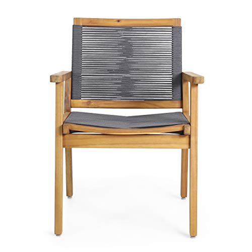 Christopher Knight Home Tracy Outdoor Acacia Wood Dining Chair with Rope Seating (Set of 2), Teak and Dark Gray by Christopher Knight Home - Image 8
