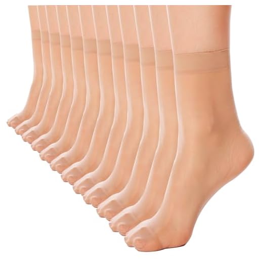 LiiYoang Nylonstrümpfe 12 Paar Nylon Socken Damen 20 DEN Feinstrumpfsöckchen, Feinstrümpfe Leicht Glänzendem | Mehrere Farben