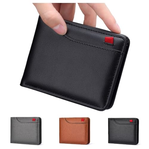 Male Bifold Wallets, Ultra Thin Business Coin Pocket, Portable Pu Leather Men's Short Wallet, Card Holder Pocket Short Purses(Grey)3