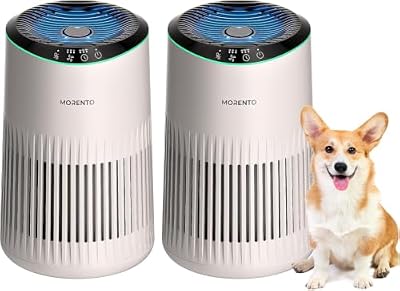 Air Purifiers for Bedroom Home for Smoke Pet Dander Odors 2 Pack Cream