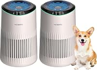 Air Purifiers for Bedroom Home for Smoke Pet Dander Odors 2 Pack Cream | Air Purifier with Sleep Mode Small Air Purifier with Fragrance Sponge for Bedroom Office, Blue Ambient Light, 23dB Quiet