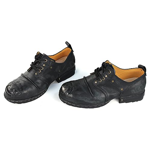 Image of Men's Grippy Black Iron Piece Toe-tipped Design Chukka Boots Lace-up Motorcycle Casual Leather Dress Ankle Boot for Men Fashion 6015-3-A-R