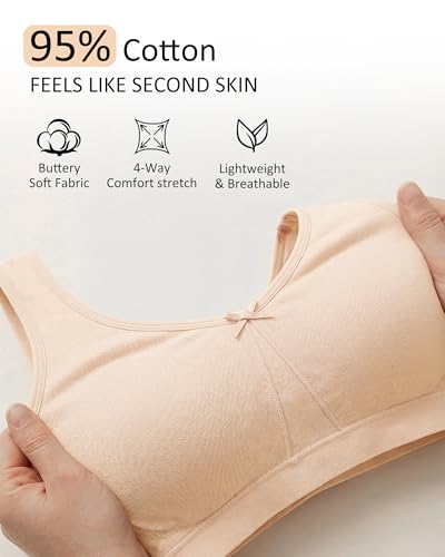 Easybunny Cotton Minimizer Bras for Women Plus Size,Wireless Full Coverage Bra,Soft Support Comfort Everyday Bra No Padded-Nude,3XL — view 4