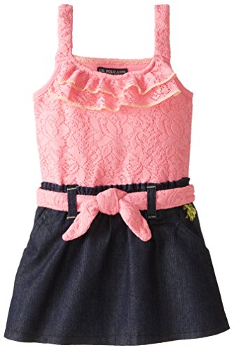 U.S. Polo Assn. Little Girls' Lace and Denim Dress