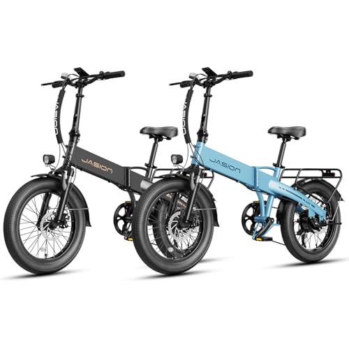 Jasion EBS Electric Bike for Adults,[1000 Peak Motor & 25Mph] Folding Electric Bike,55 Miles Max Range by 504Wh Built-in Battery, 20'' Fat Tire, Aluminum Frame
