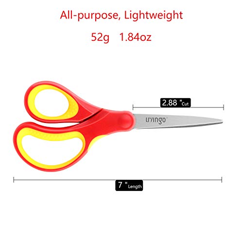 LIVINGO 7" Student Scissors, Sharp Stainless Steel Pointed Tip Blades Shears for Middle School Kids Crafting Project, Comfort Right/Left-handed, Assorted Color, 3 Pack by LIVINGO - Image 2
