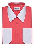 Men's Coral Two Tone Dress Shirt w/ Convertible Cuffs - XXXLarge 36 /37