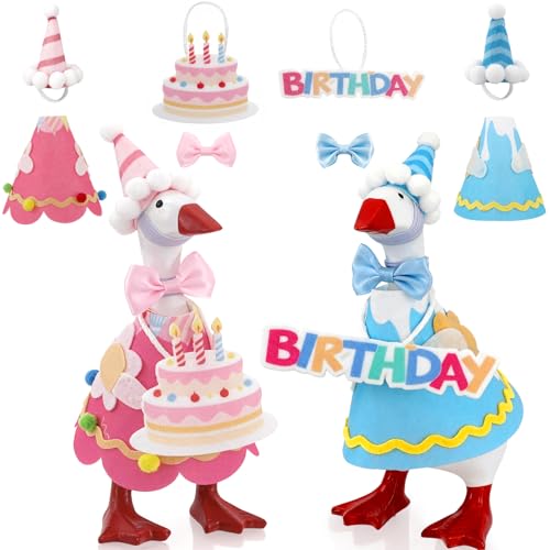 7 Inch Desk Goose Outfits Birthday Desk Goose Clothes Accessories Birthday Holiday Decor for Desktop Goose Statues Office and Home Table Birthday Gifts