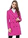 Allegra K Women's Winter Coat Elegant Notched Lapel Double Breasted Trench Coat Medium Fuchsia
