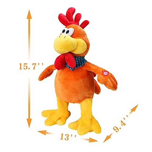 Sdenow Musical Squawking Chicken Stuffed Animal Walking Singing Waving Rooster Fun Electronic Interactive Animation Plush Toys Gifts For Kids #TOP3
