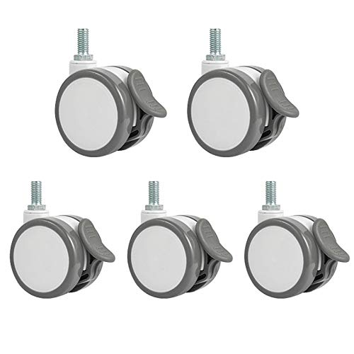YJJT Rotella Girevole in Gomma, Rotelle per Apparecchiature Mediche, Ruote con Vite M10 M12, può Ruotare, con Freno, Silenzioso E Stabile, Resistente all'Usura E Durevole, Ruote Sostitutive