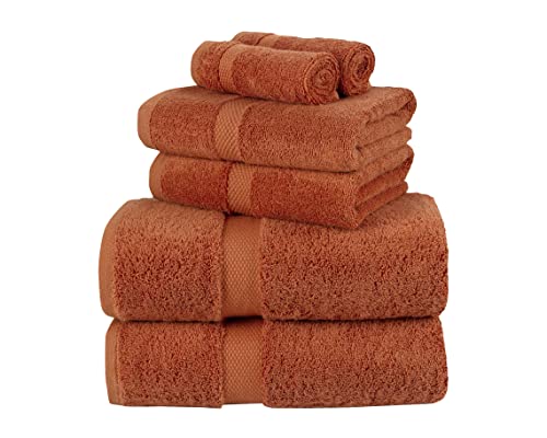 Image of La Maison 100% Egyptian Cotton 600GSM Superior Towel Bale Set Hand Towel Bath Towel 6 Piece Super Soft Everyday Use (Burnt Orange)