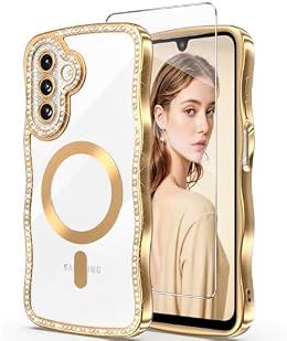 DagoRoo Magnetic Diamond Wavy Edge Case for Samsung Galaxy A17/A18-Gold