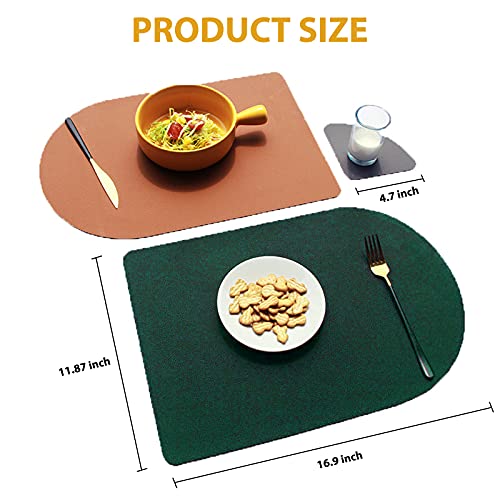 Washable Faux Leather Placemats With Coasters Set Of 4, Non-Slip Table Mats For Dining, Kitchen, Heat Resistant Insulation Place Mat Easy To Clean (17 X 12 Inch), Stain Resistant Placemat #TOP2
