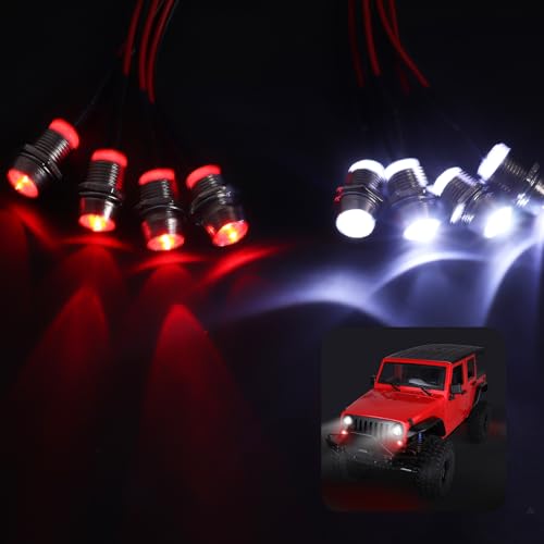 FriHobby 8 LEDs 5 mm LED Light Headlights Taillight Kit Accessories Compatible with Traxxas Arrma Redcat HSP Tamiya Axial SCX10 Losi RC Car Truck Tank Crawler Body Shell