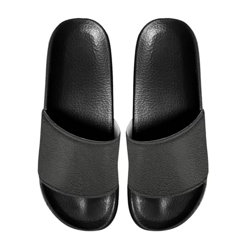Mens Non-Slip EVA Slide Sandals Pool House Beach Footwear Comfy Open Toe Flat Shoes Single Band Slippers Slip On Shower Shoes With Soft Leather